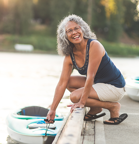 woman with a kayak
